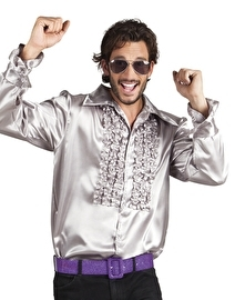 Disco Blouse Zilver Met Roezels